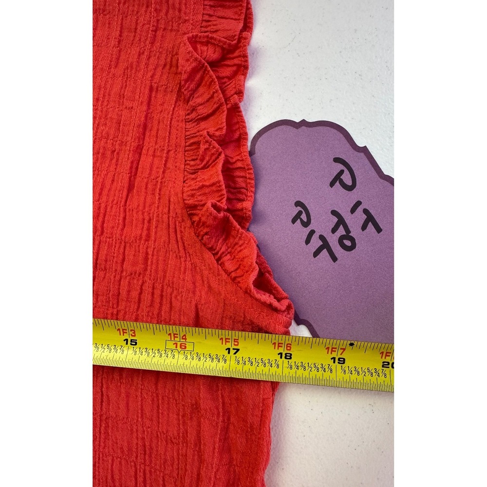 Sonoma Coral Orange Tiered Crinkle Dress S Boho Cottagecore Ruffle Pockets Coast - Picture 11 of 14